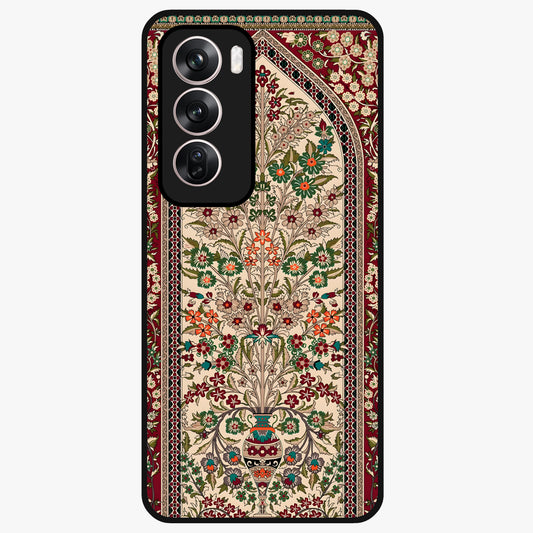 Persian Inspired Glass Case showing flat back view with ornate Persian style pattern artwork and glossy glass finish.
