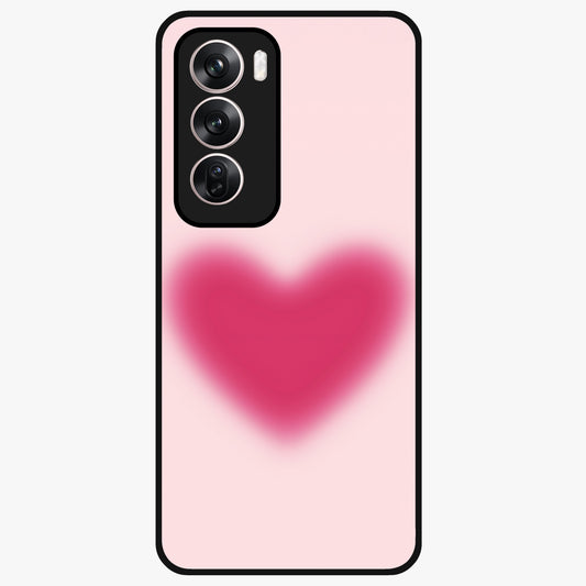 Pink Aura Heart Glass Case showing flat back view with glowing heart artwork and glossy glass finish.