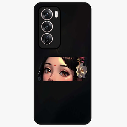 Radha Divine Embrace Glass Case showing flat back view with devotional Radha artwork and glossy glass finish.