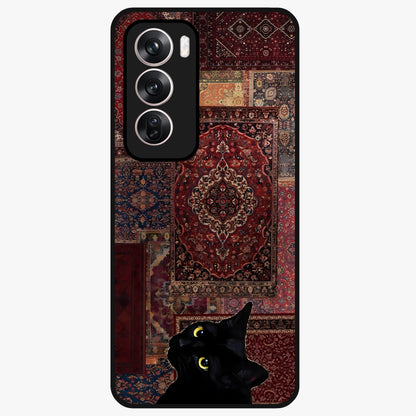 Regal Magic Cat Apple Glass Case showing flat back view with magical cat artwork holding apple and glossy glass finish.