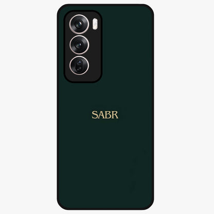 Sabr Minimal Patience Glass Case showing flat back view with minimalist typography artwork and glossy glass finish.