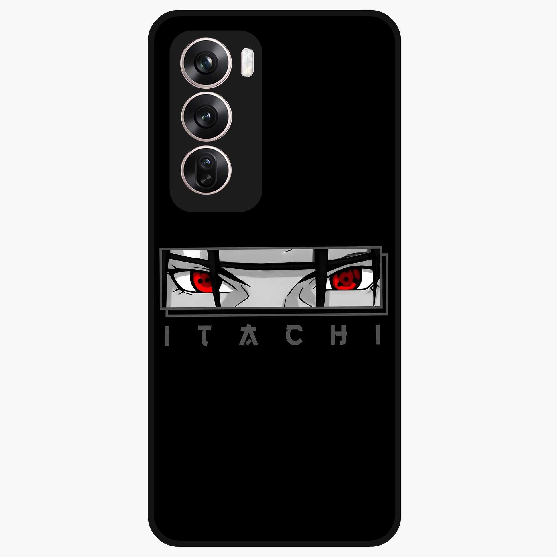 Scarlet Gaze Dominance Glass Case showing flat back view with striking red themed artwork and glossy glass finish.
