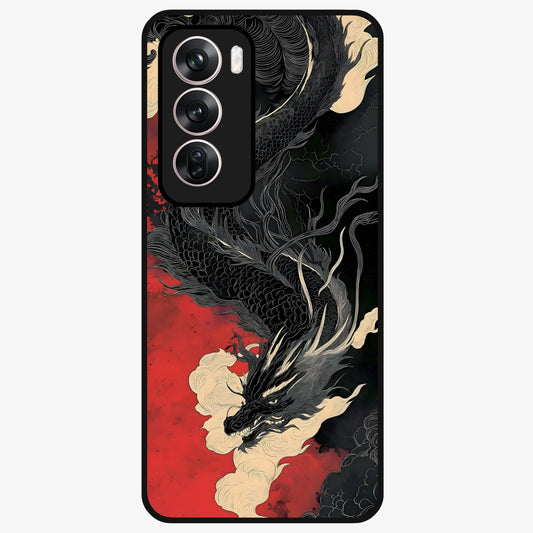 Shadow Dragon Fury Glass Case showing flat back view with fierce dragon artwork and glossy glass finish.