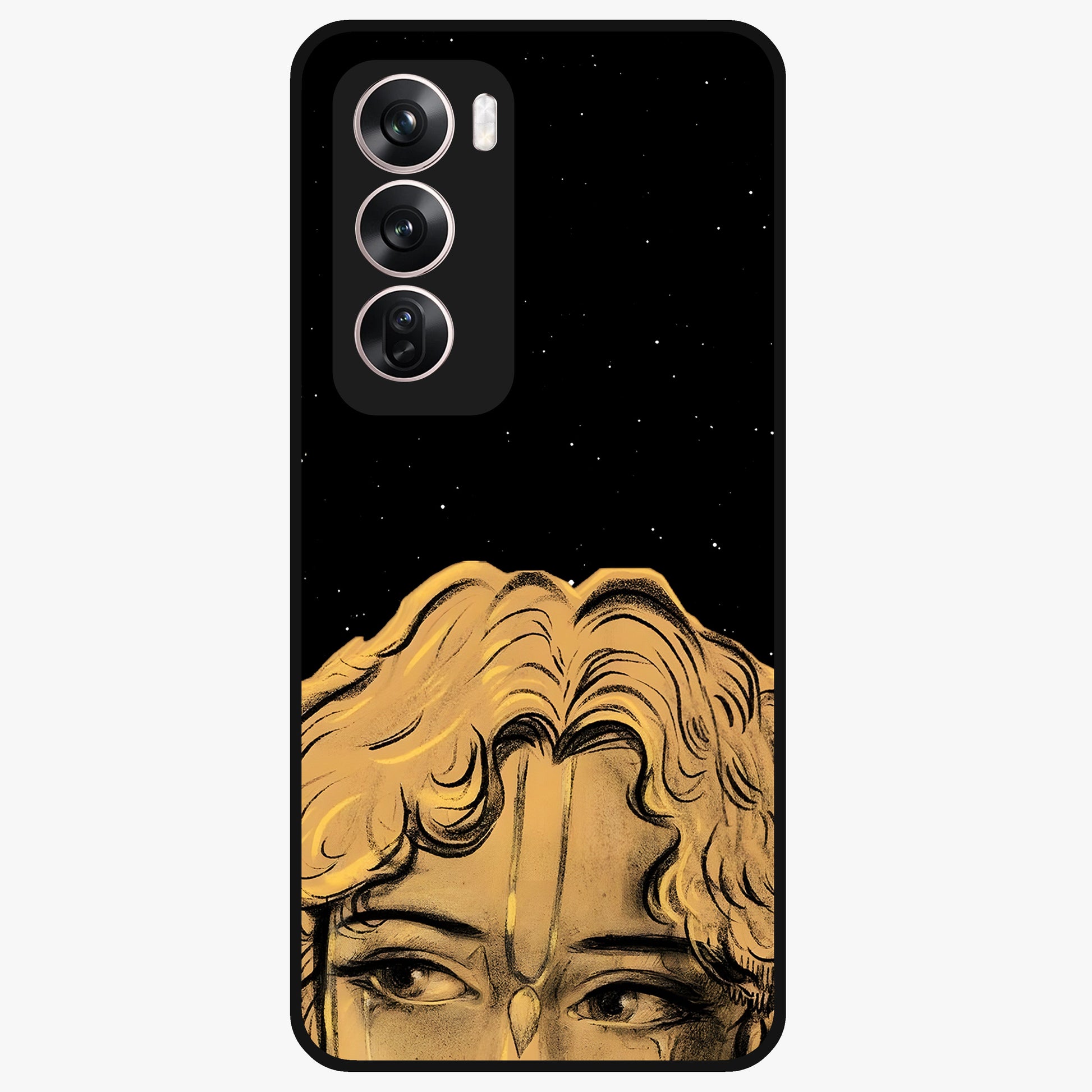 Shri Krishna Art Glass Case showing flat back view with devotional Krishna artwork and glossy glass finish.