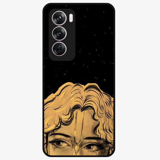 Shri Krishna Art Glass Case showing flat back view with devotional Krishna artwork and glossy glass finish.