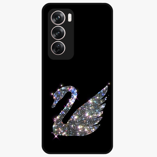 Starlit Swan Grace Glass Case showing flat back view with graceful swan artwork under starry sky and glossy glass finish.