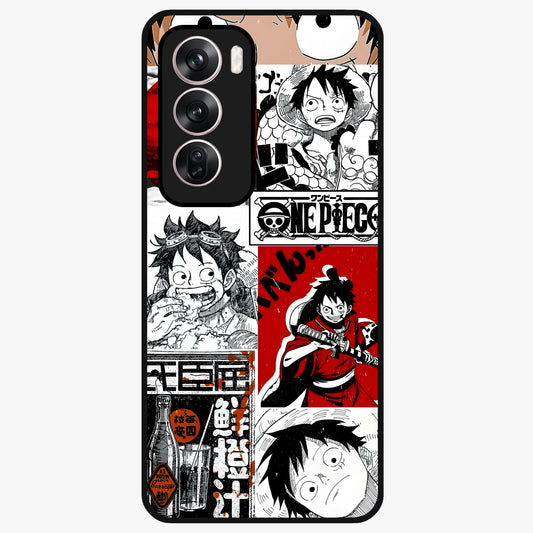 Strawhat Chaos Panels Glass Case showing flat back view with anime inspired chaos panel artwork and glossy glass finish.