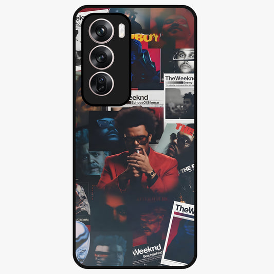 The Weeknd Glass Case showing flat back view with music inspired artistic portrait artwork and glossy glass finish.