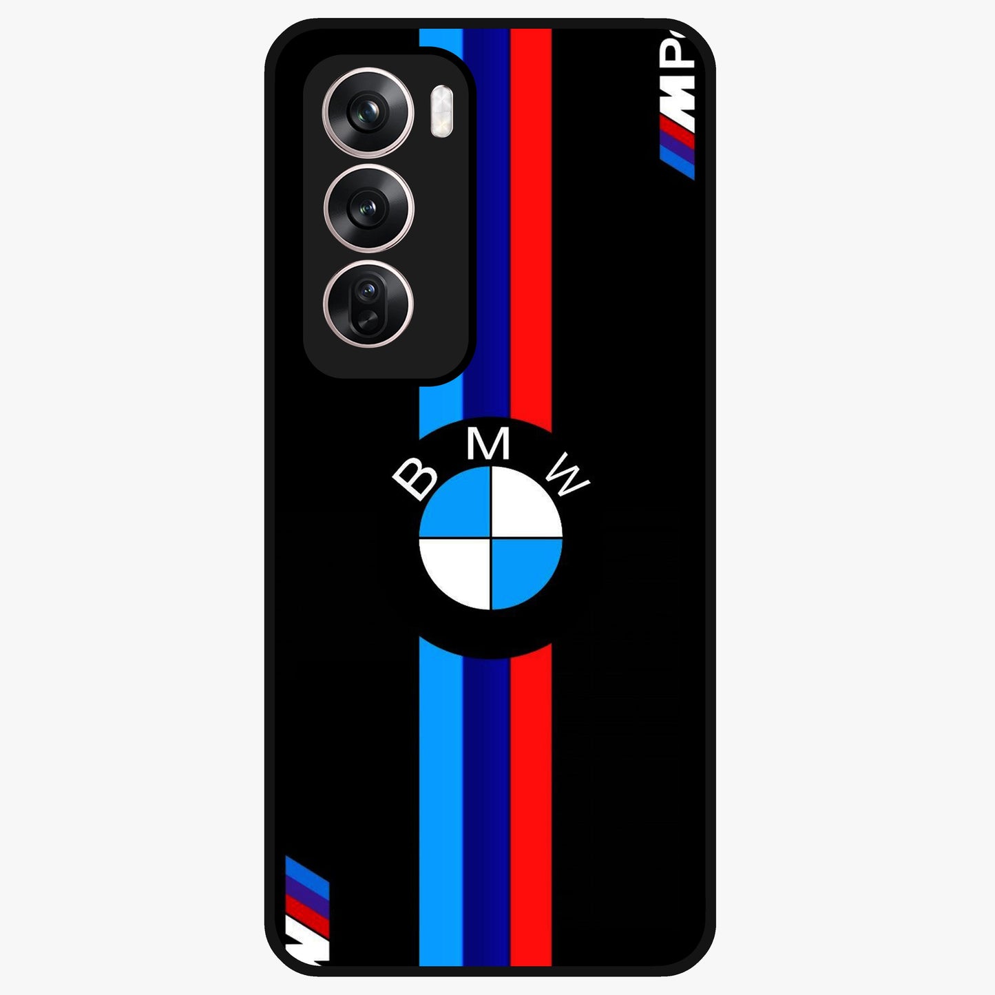 Turbo BMW Beast Glass Case showing flat back view with high performance sports car artwork and glossy glass finish.