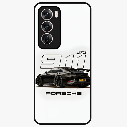 Turbo Legacy Icon Glass Case showing flat back view with iconic sports car inspired artwork and glossy glass finish.