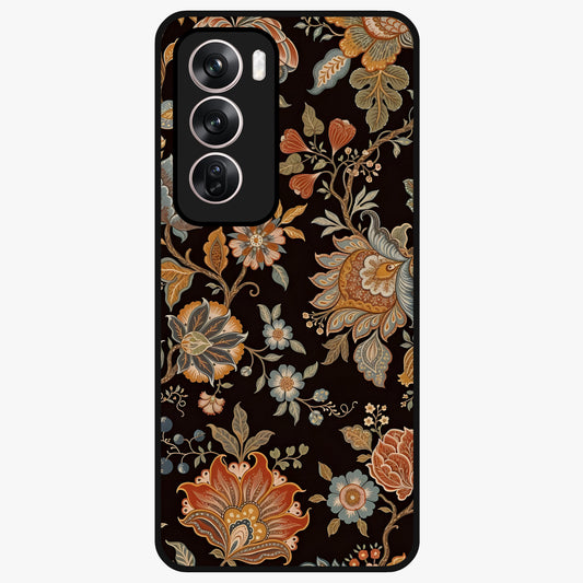 Vintage Floral Dream Glass Case showing flat back view with classic floral artwork and glossy glass finish.