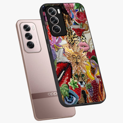 Beaded Fashion Jungle Glass Case displayed in angled mockup highlighting colorful fashion bead design and artistic pattern.
