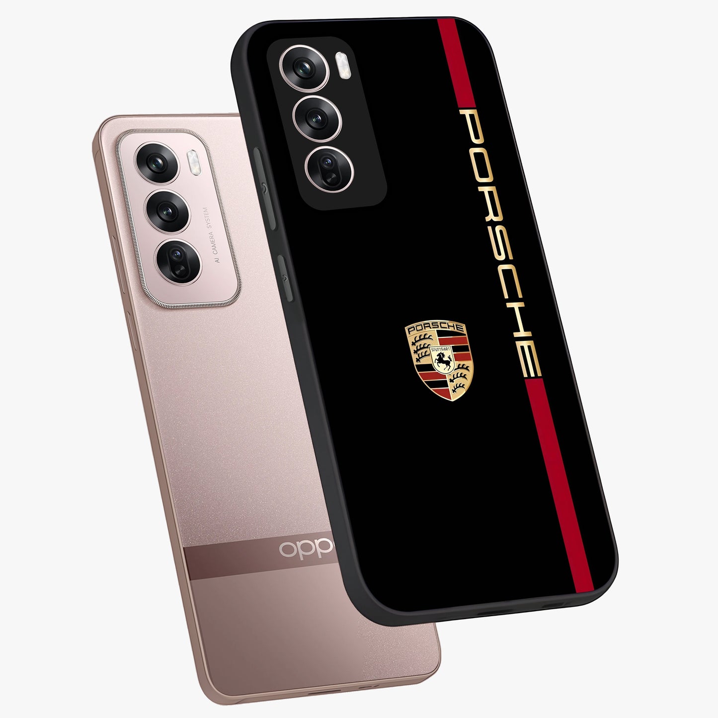 Black Minimal Porsche Glass Case displayed in angled mockup highlighting modern minimal car illustration and clean aesthetic design.