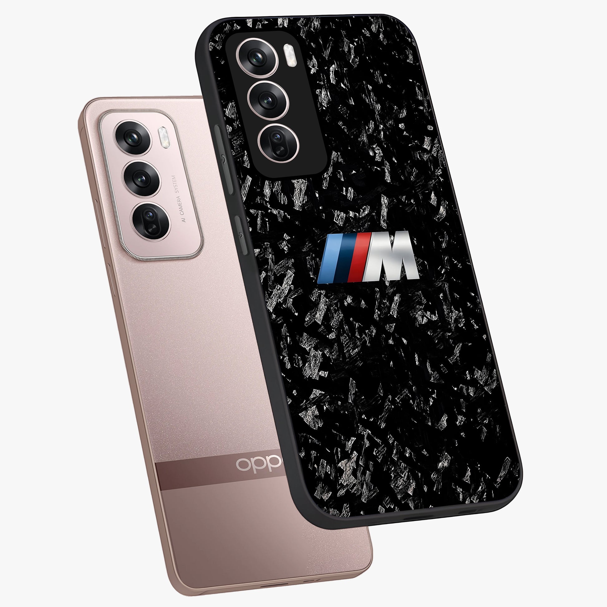 Carbon Speed Mark Glass Case displayed in angled mockup highlighting racing inspired carbon design and sleek aesthetic style.