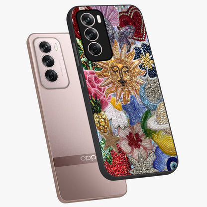 Celestial Floral and Playful Glass Case displayed in angled mockup highlighting playful floral design with dreamy celestial elements.