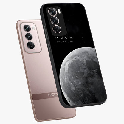Cosmic Moon Glow Glass Case displayed in angled mockup highlighting celestial moon design with cosmic aesthetic theme.
