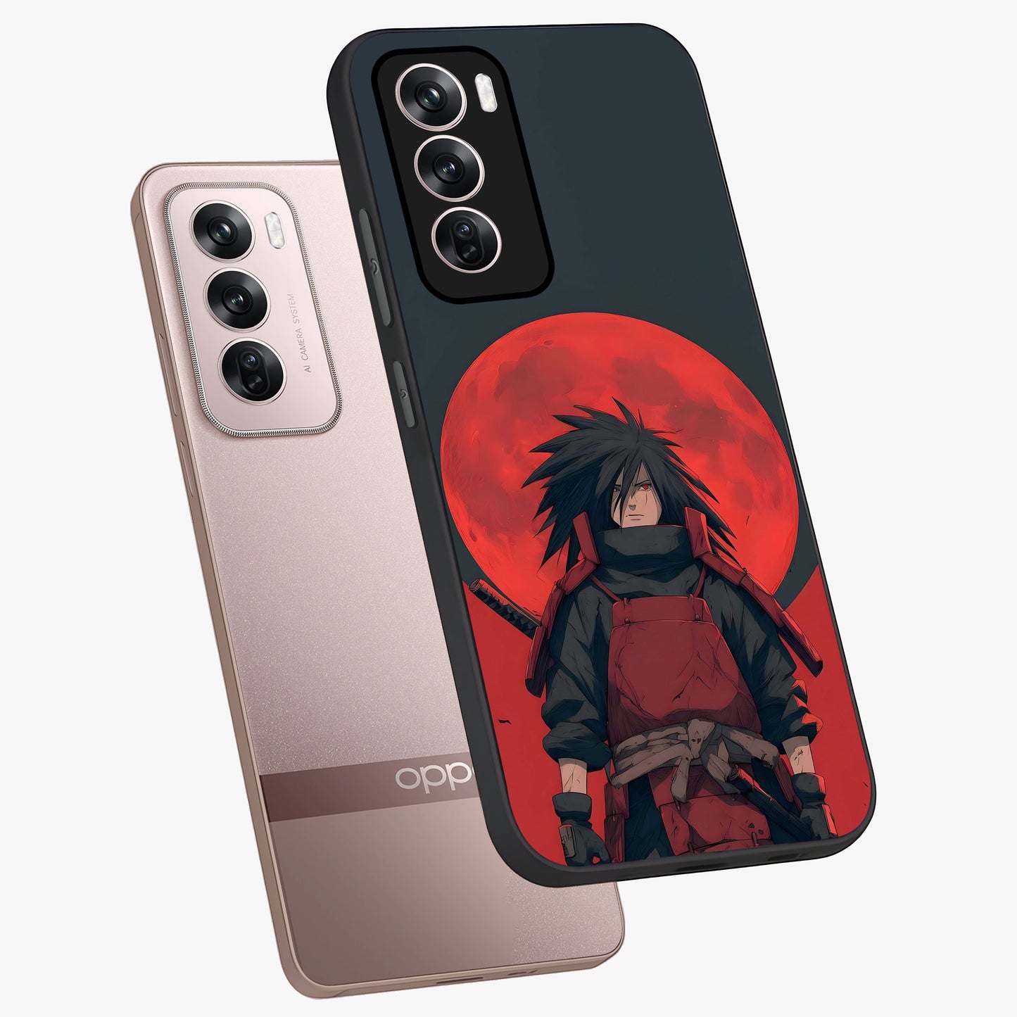 Crimson Moon Warlord Glass Case displayed in angled mockup highlighting dramatic crimson moon design with fantasy aesthetic.