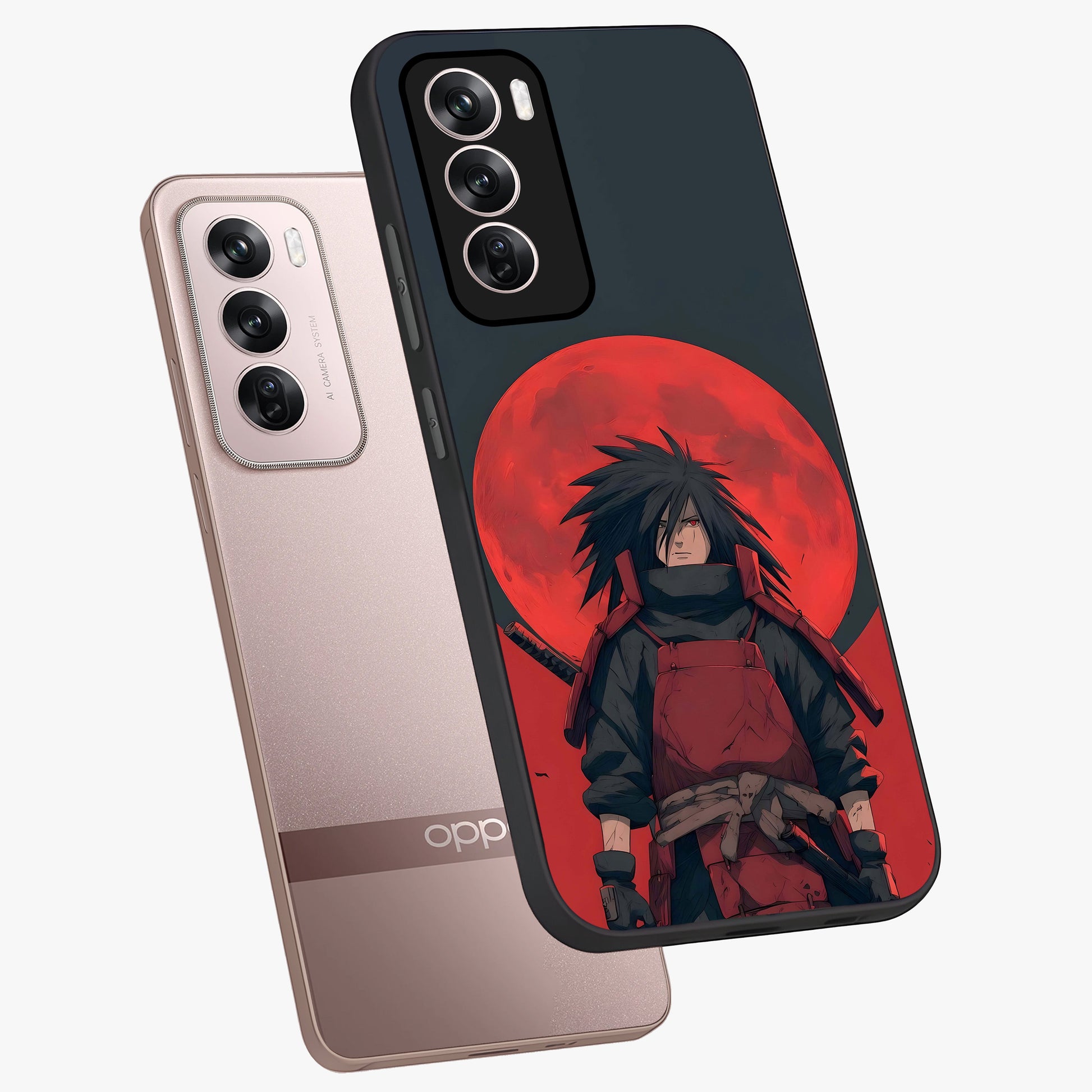 Crimson Moon Warlord Glass Case displayed in angled mockup highlighting dramatic crimson moon design with fantasy aesthetic.