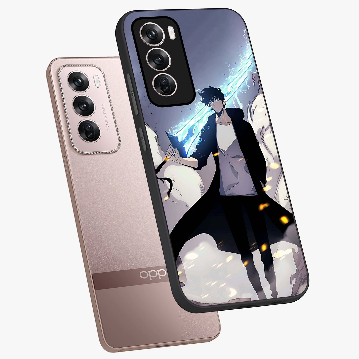 Dark Lightning Anime Warrior Glass Case displayed in angled mockup highlighting powerful lightning themed anime illustration.