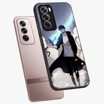 Dark Lightning Anime Warrior Glass Case displayed in angled mockup highlighting powerful lightning themed anime illustration.