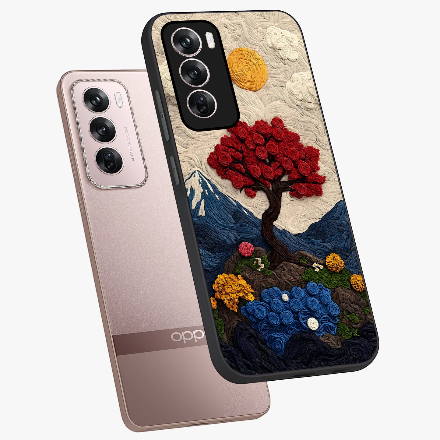 Eternal Nature Tapestry Glass Case displayed in angled mockup highlighting detailed botanical pattern with artistic aesthetic.