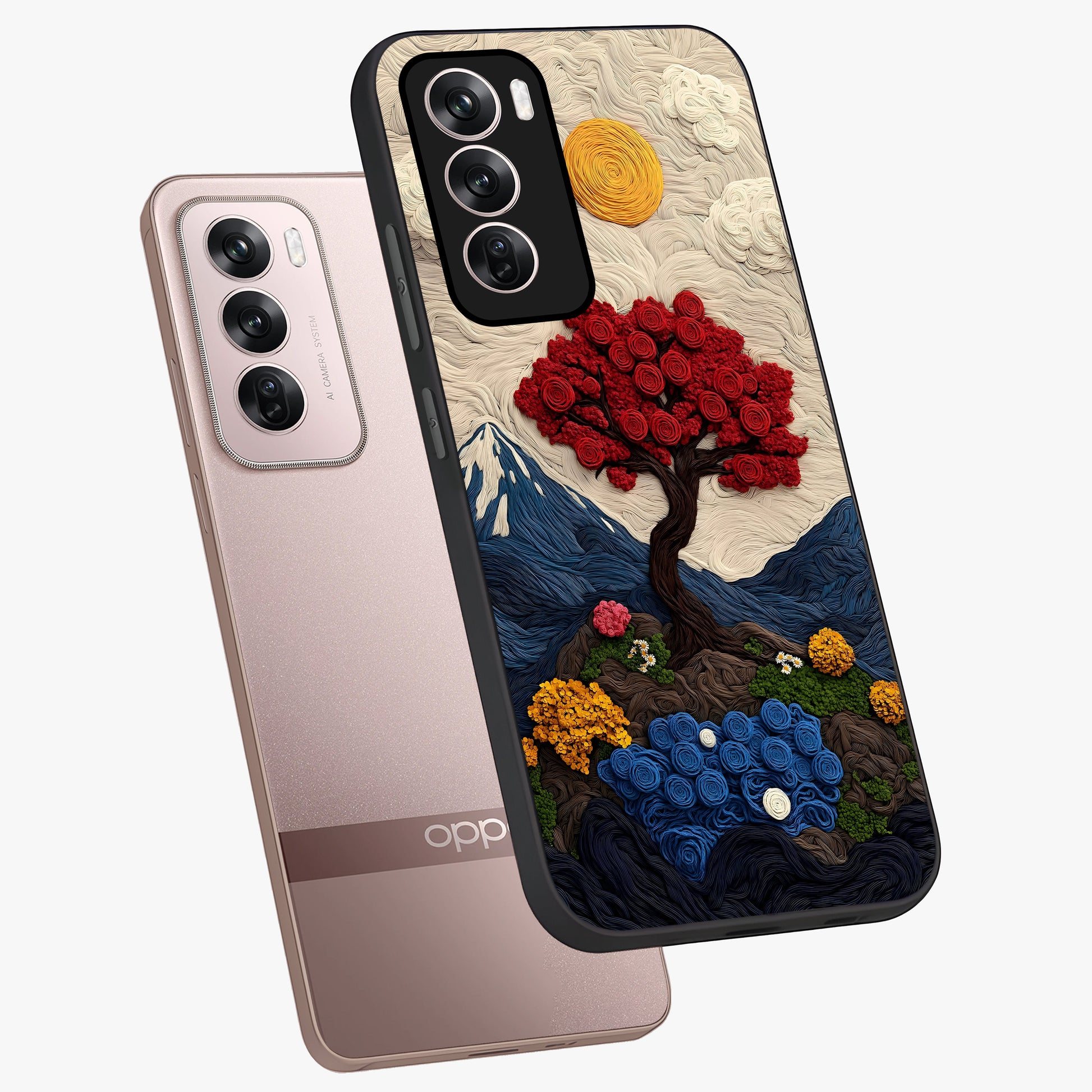 Eternal Nature Tapestry Glass Case displayed in angled mockup highlighting detailed botanical pattern with artistic aesthetic.