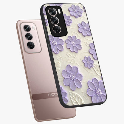 Floral Wall Art With Purple Flowers Glass Case displayed in angled mockup highlighting vibrant purple floral illustration with artistic aesthetic.