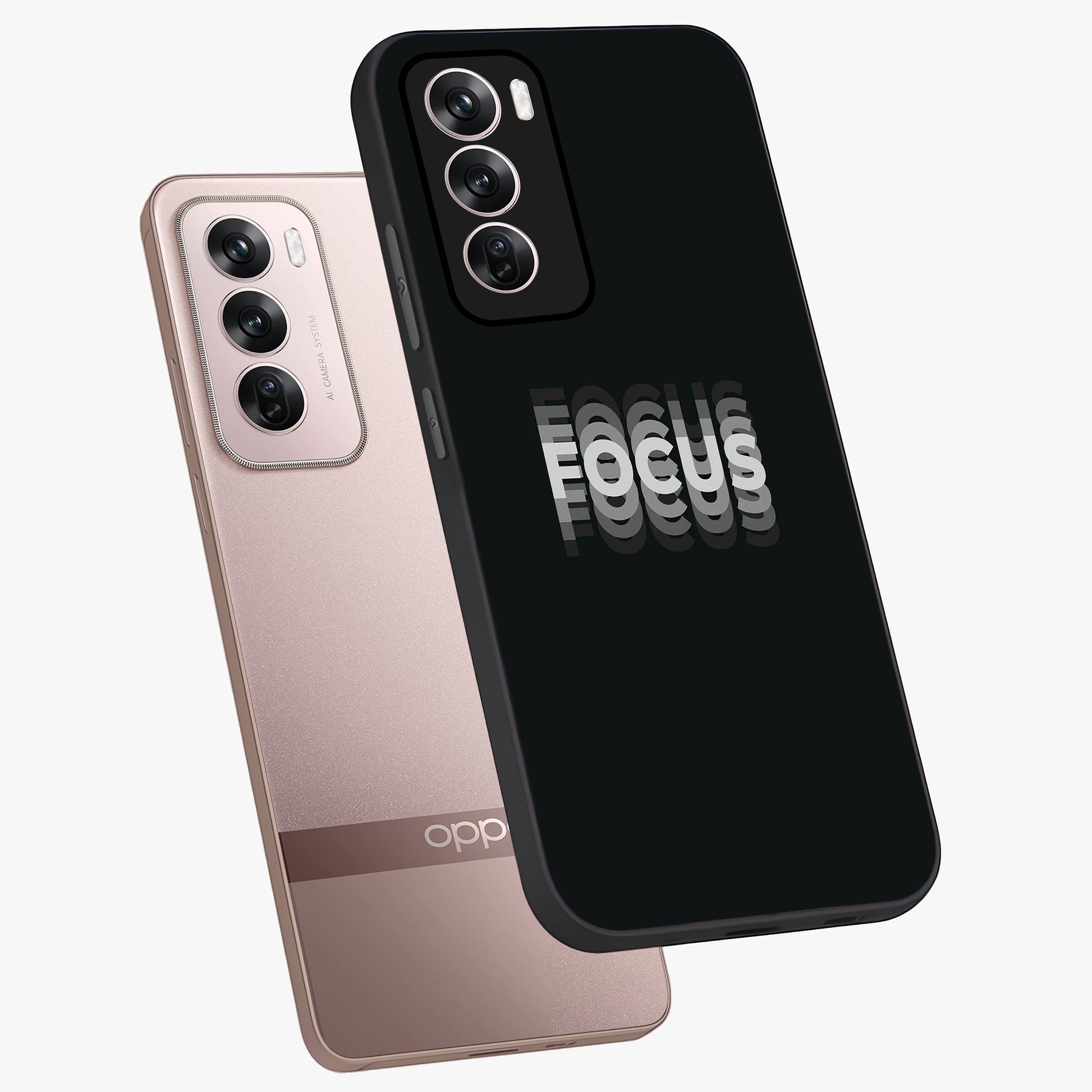 Focus Mode On Glass Case displayed in angled mockup highlighting clean minimal text artwork with modern aesthetic style.