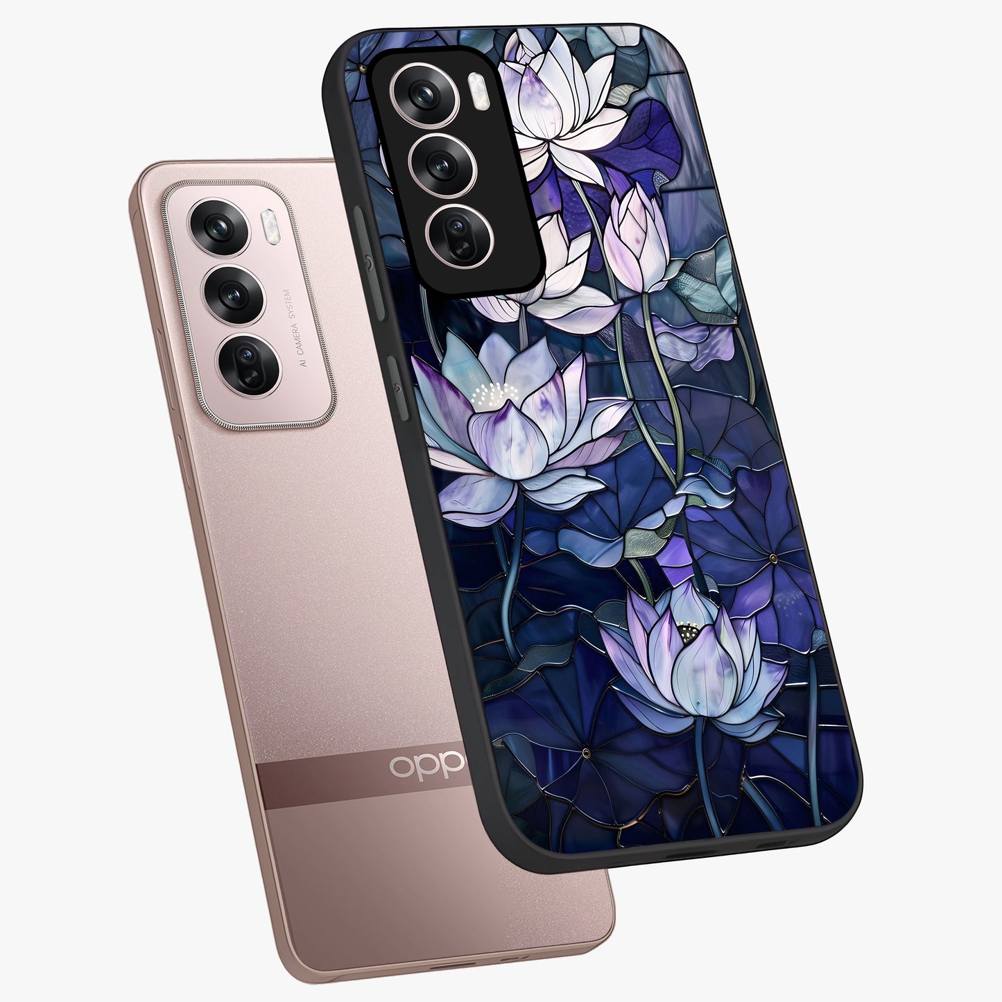 Gloss Petal Rush Glass Case displayed in angled mockup highlighting vibrant petal design with elegant floral aesthetic.