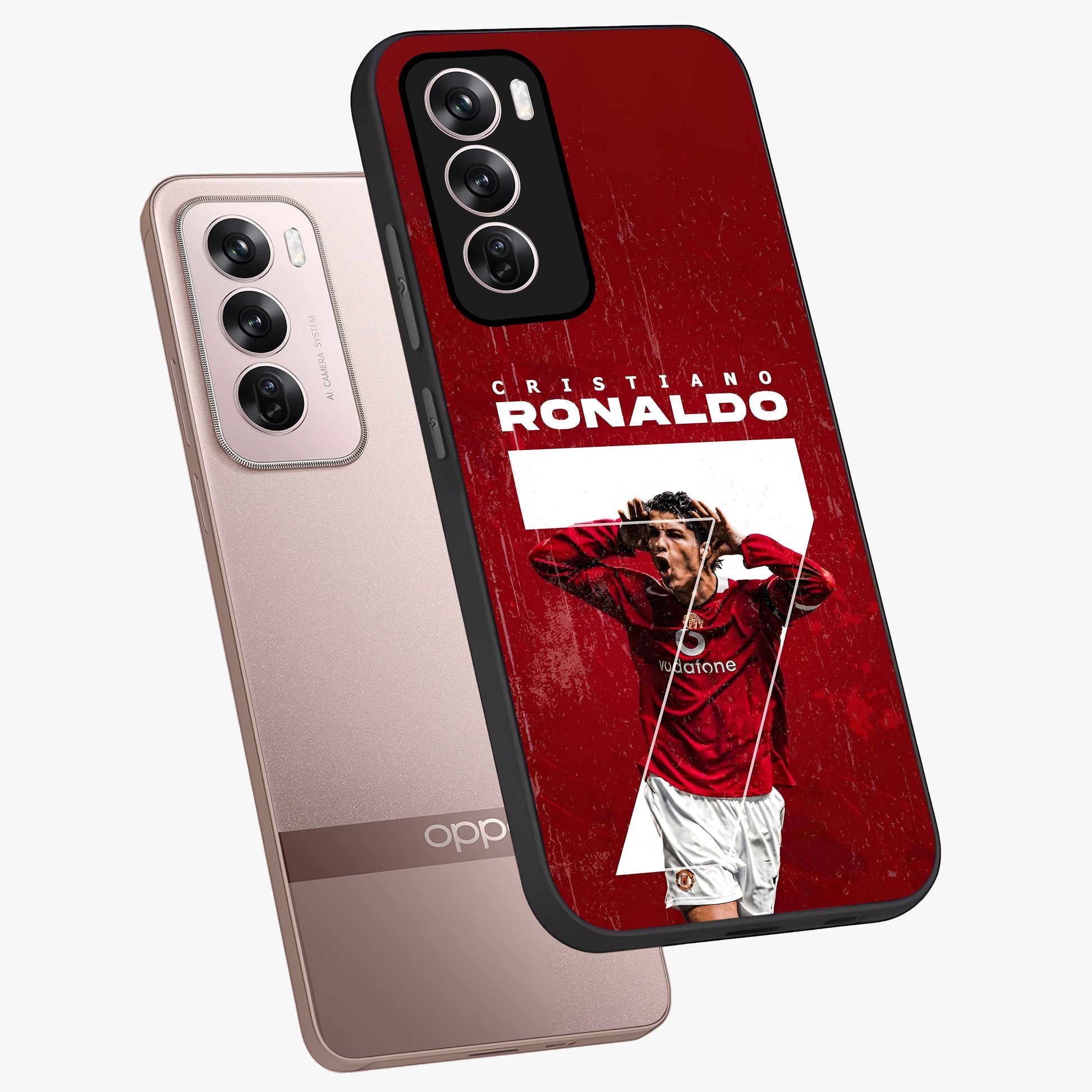Goal Celebration Legacy Glass Case displayed in angled mockup highlighting energetic sports celebration design with bold athletic theme.