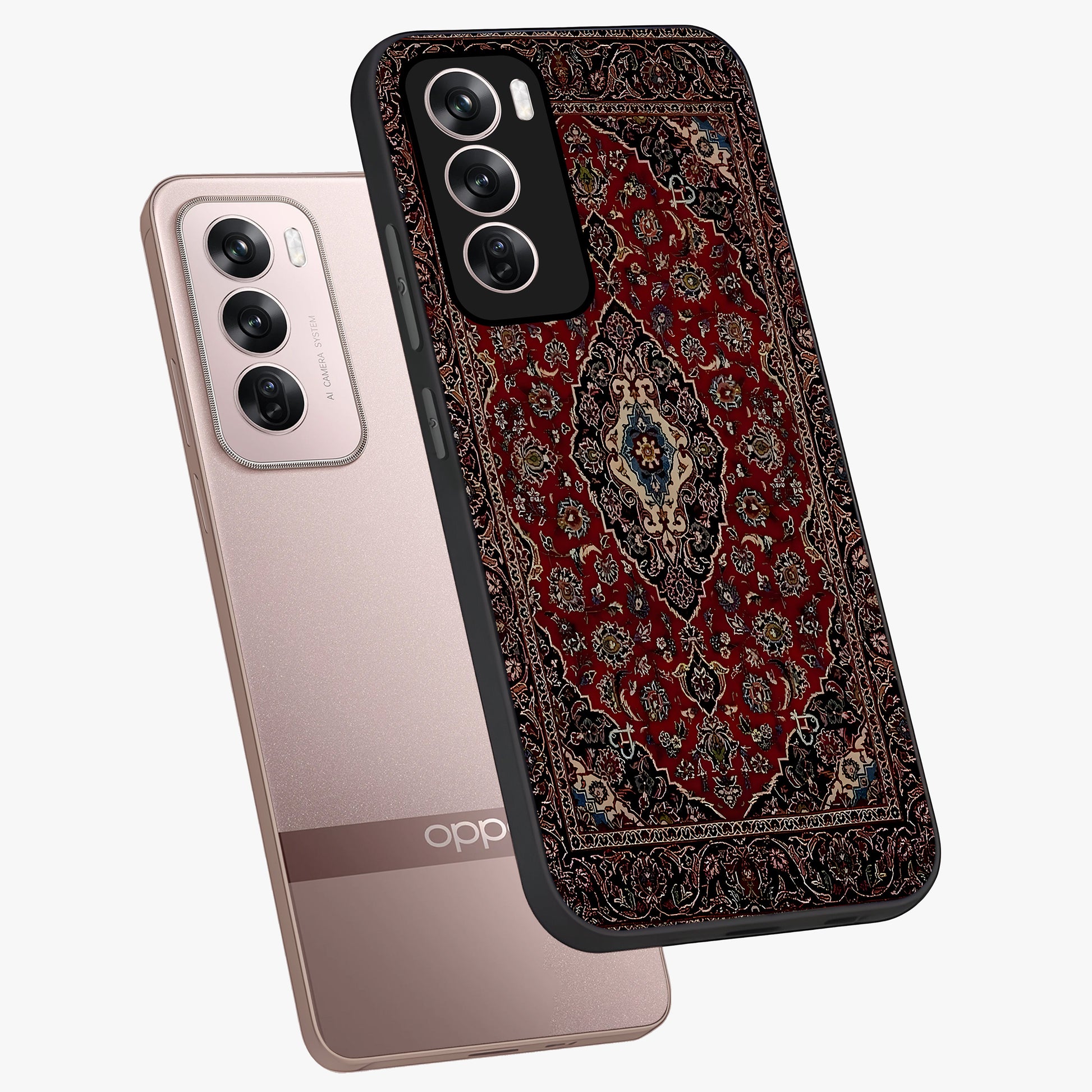 Heritage Carpet Royale Glass Case displayed in angled mockup highlighting intricate royal carpet design with heritage aesthetic.