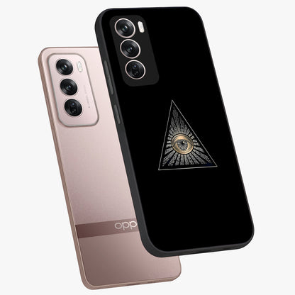 Illuminati Evil Glass Case displayed in angled mockup highlighting dark occult inspired design with bold aesthetic style.