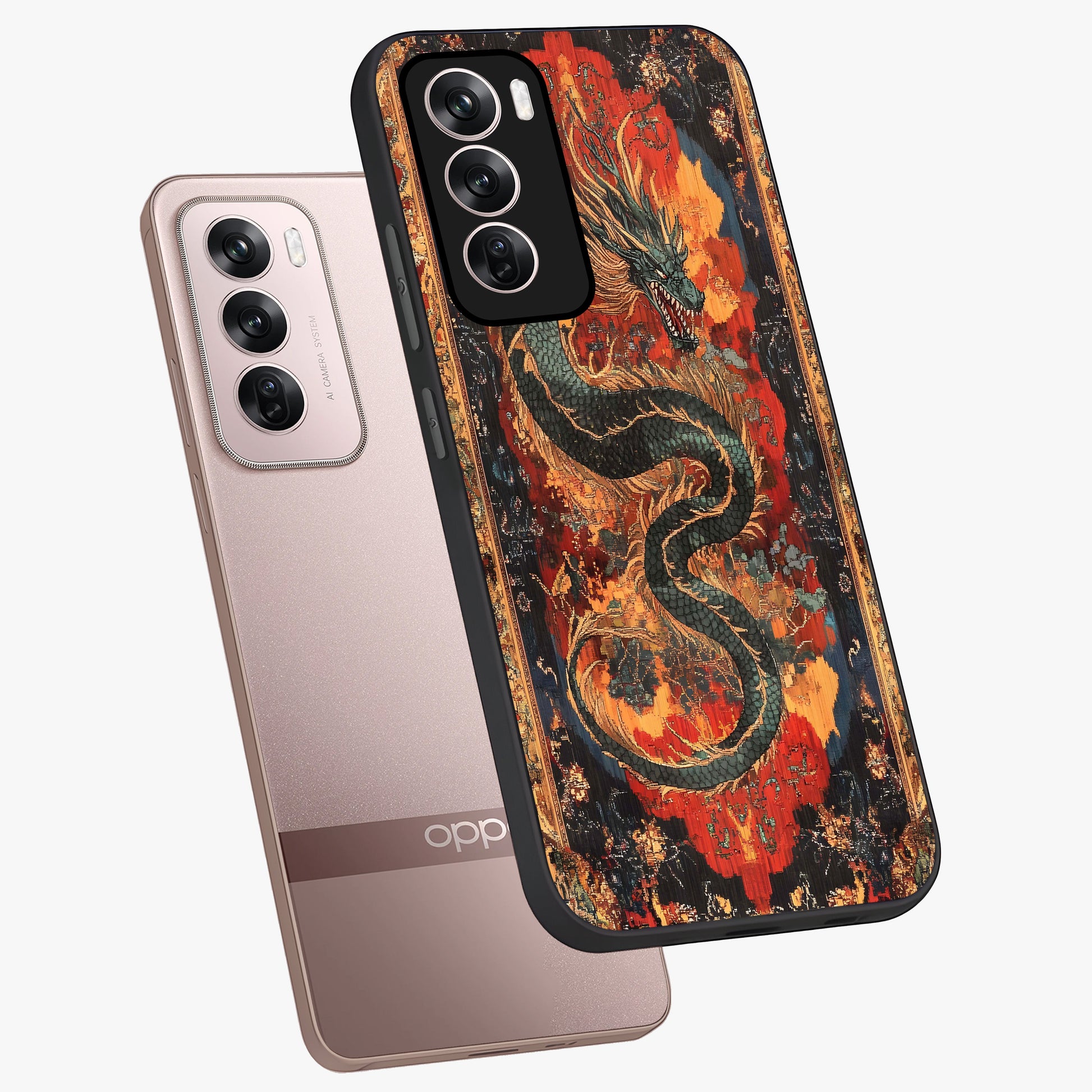 Inferno Dragon Soul Glass Case displayed in angled mockup highlighting powerful dragon illustration with inferno aesthetic.