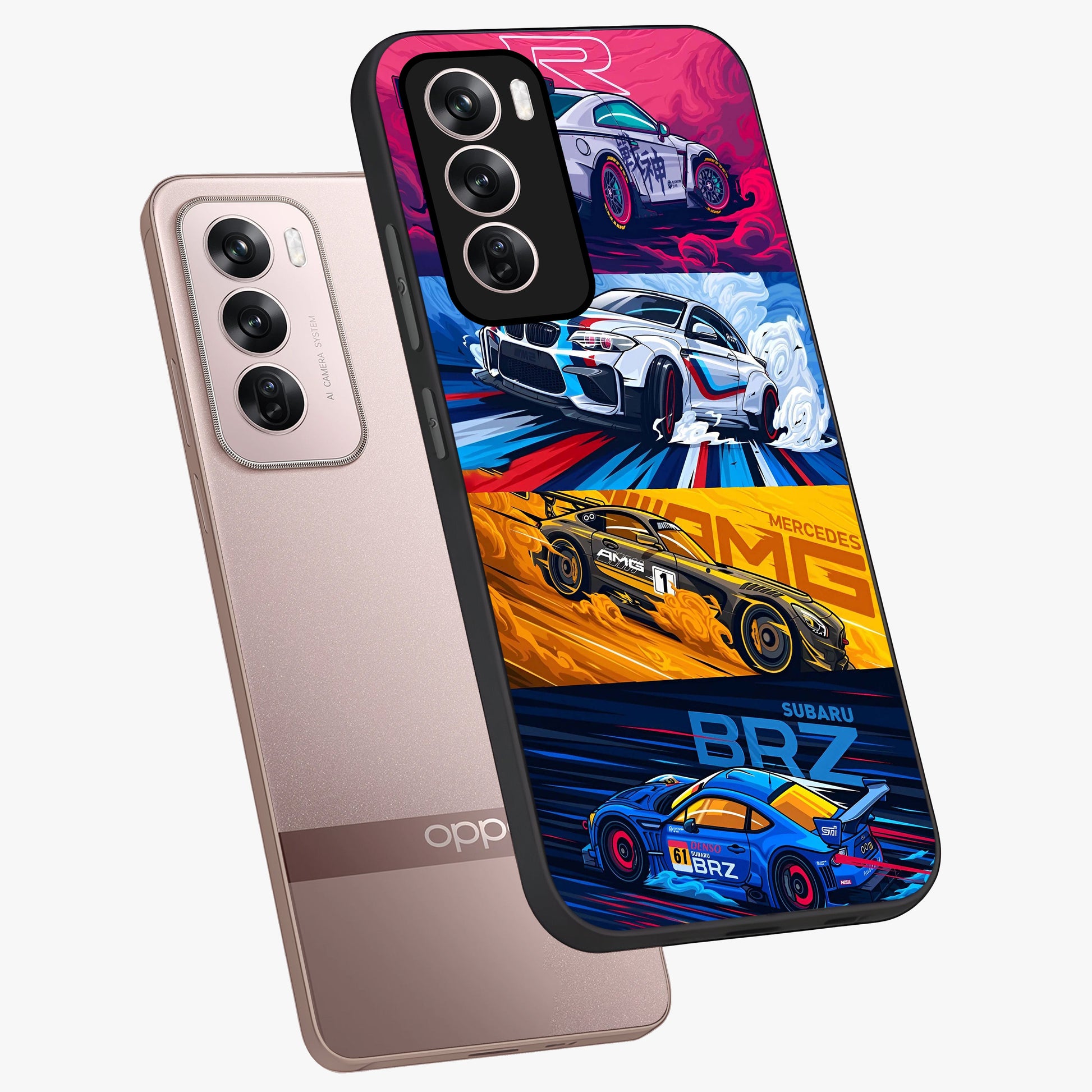 JDM Sports Car Glass Case displayed in angled mockup highlighting sleek Japanese racing car design with automotive aesthetic.
