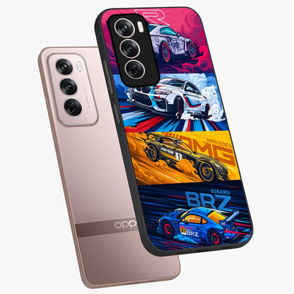 JDM Sports Car Glass Case displayed in angled mockup highlighting sleek Japanese racing car design with automotive aesthetic.