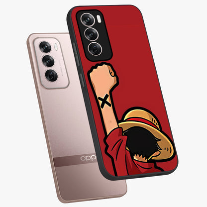 Luffy X Spirit Glass Case displayed in angled mockup highlighting powerful anime design with energetic action aesthetic.