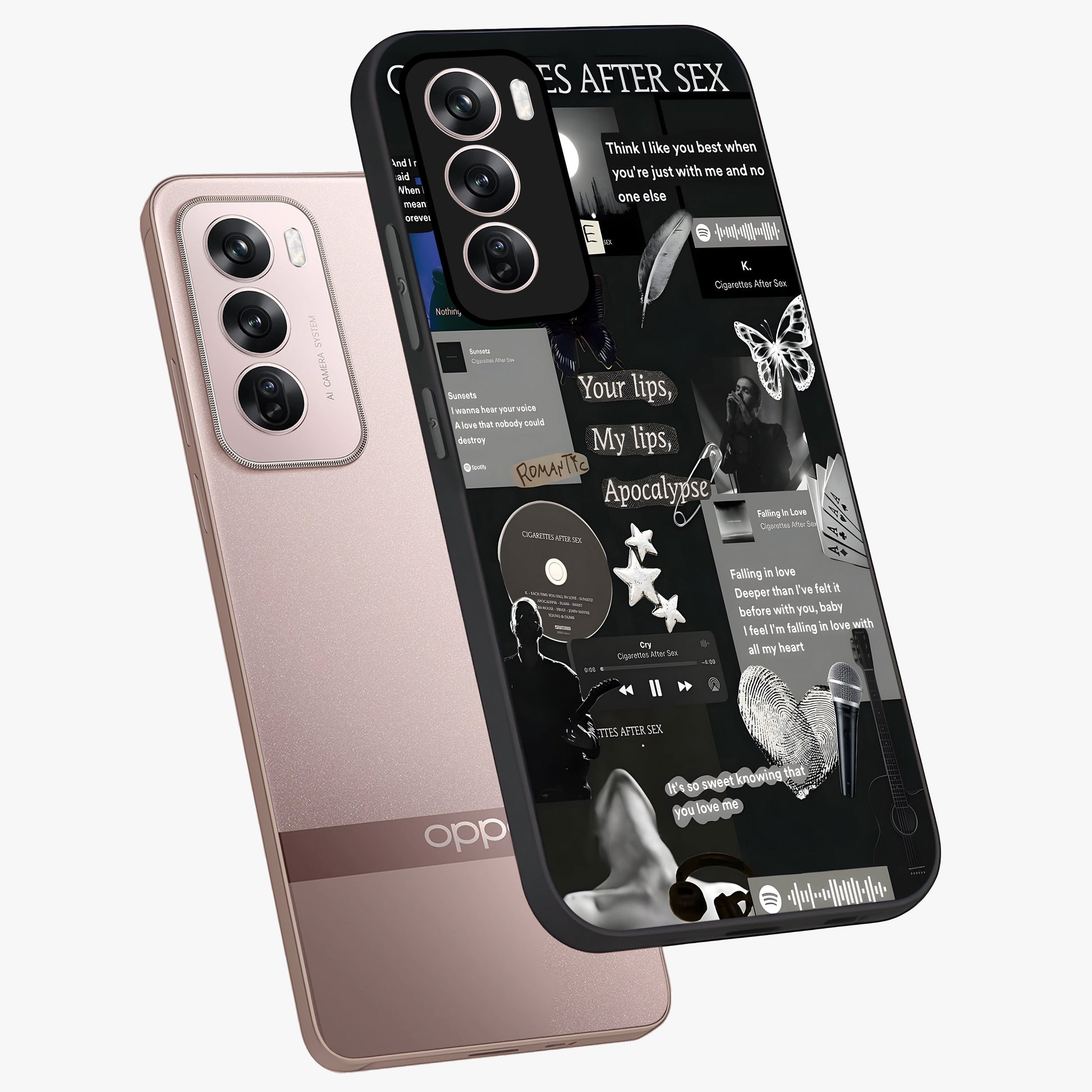 Midnight Love Echo Glass Case displayed in angled mockup highlighting elegant love inspired design with deep aesthetic style.