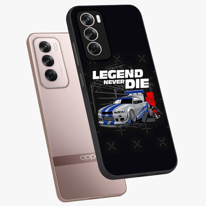 Midnight Racing Legacy Glass Case displayed in angled mockup highlighting dynamic automotive design with bold midnight aesthetic.