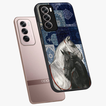 Midnight Stallion Blues Glass Case displayed in angled mockup highlighting powerful stallion illustration with deep midnight tones.