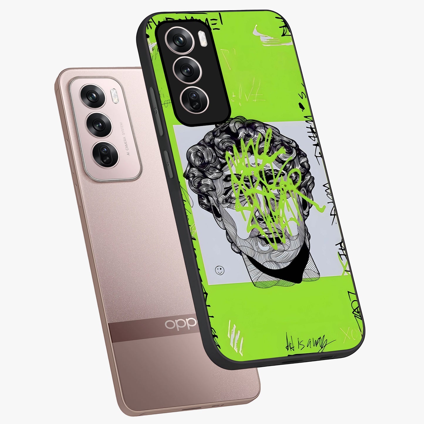 Neo Graffiti Rebellion Glass Case displayed in angled mockup highlighting urban street art design with rebellious aesthetic.