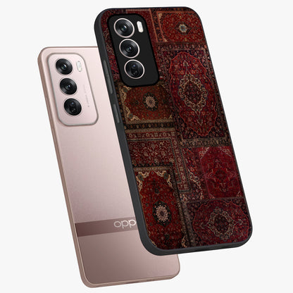 Persian Velvet Tale Glass Case displayed in angled mockup highlighting ornate textile inspired design with royal aesthetic.