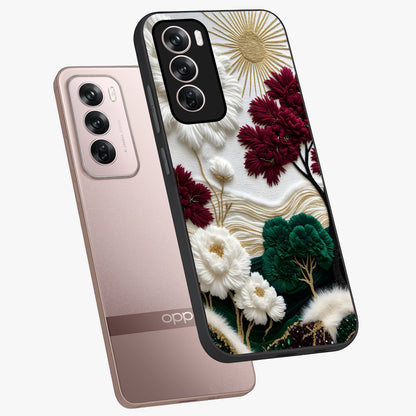 Radiant Bloom Elegance Glass Case displayed in angled mockup highlighting graceful floral design with radiant aesthetic style.
