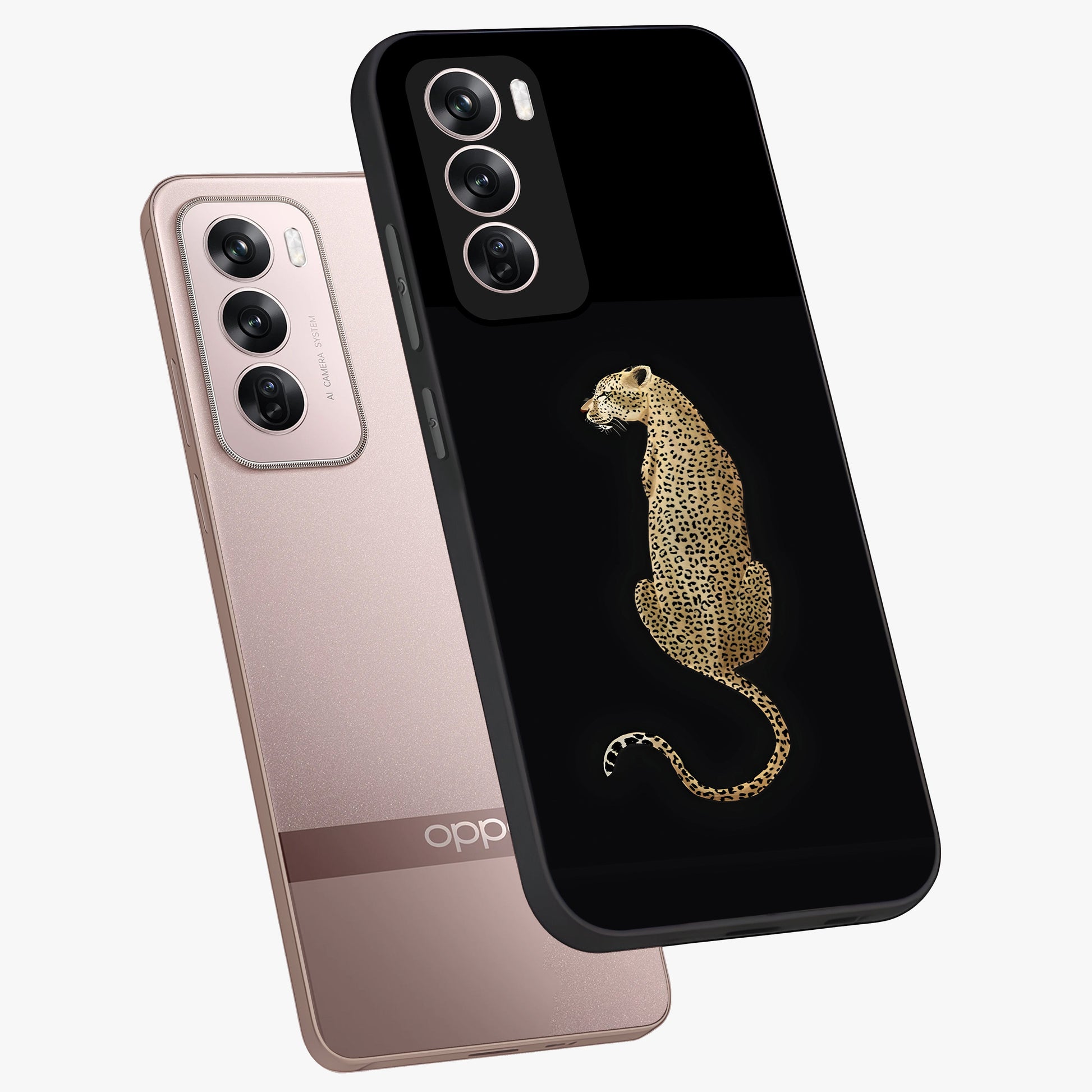 Regal Leopard Glass Case displayed in angled mockup highlighting powerful animal illustration with stylish wild aesthetic.