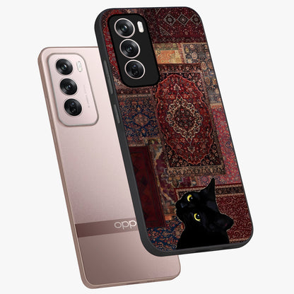 Regal Magic Cat Apple Glass Case displayed in angled mockup highlighting whimsical feline design with fantasy aesthetic.