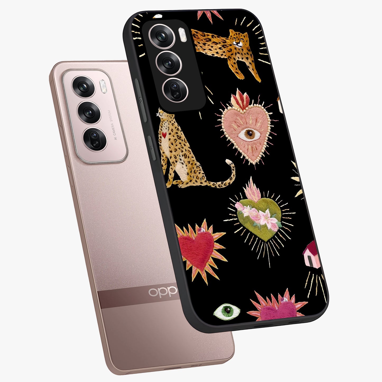Sacred Jungle Heart Glass Case displayed in angled mockup highlighting lush tropical design with natural aesthetic style.