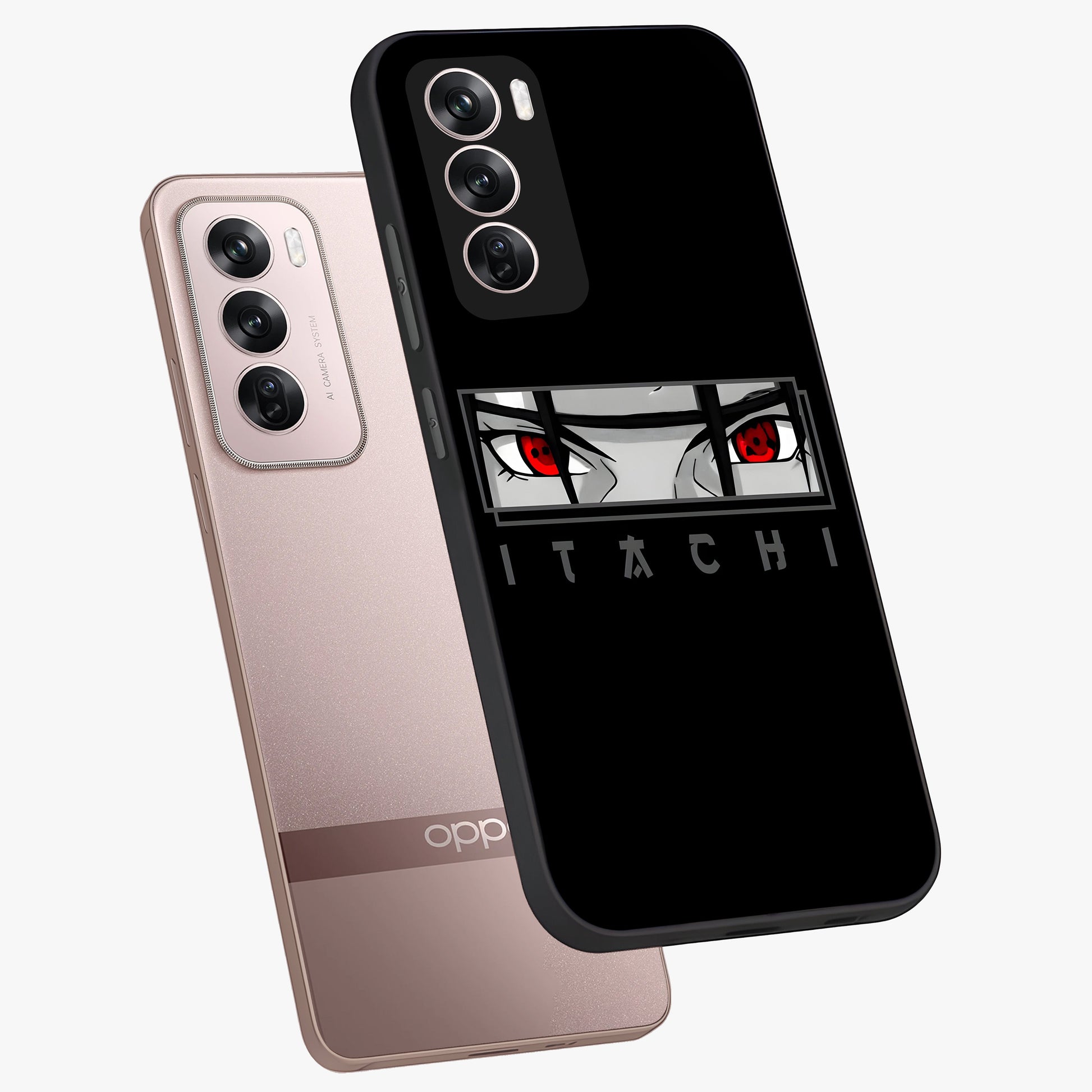 Scarlet Gaze Dominance Glass Case displayed in angled mockup highlighting intense visual design with bold scarlet aesthetic.