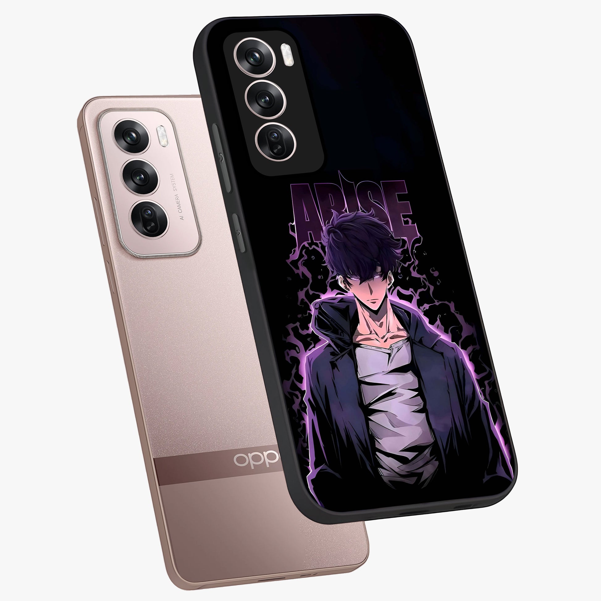 Shadow Monarch Awakening Glass Case displayed in angled mockup highlighting dramatic shadow warrior design with fantasy aesthetic.