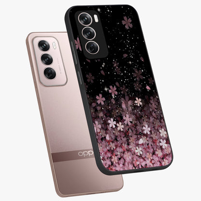 Small Starry Flowers Glass Case displayed in angled mockup highlighting tiny flower pattern with celestial aesthetic style.