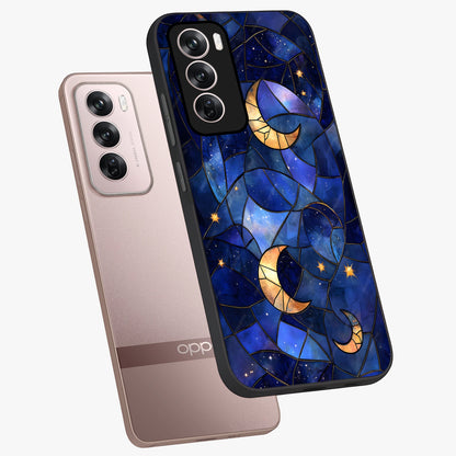 Starlit Sky Tapestry Glass Case displayed in angled mockup highlighting celestial night pattern with artistic aesthetic style.