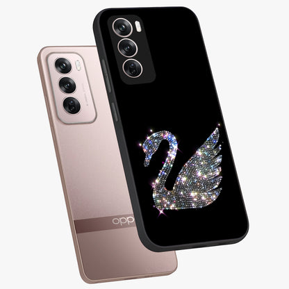 Starlit Swan Grace Glass Case displayed in angled mockup highlighting elegant swan illustration with dreamy celestial aesthetic.
